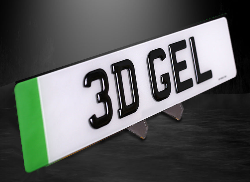 1 x White Single 3D Gel EV - EV Number Plates